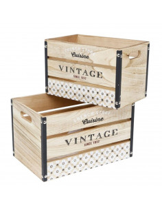 Juego de 2 cajas de madera de almacenamiento diseño vintage con asas 20,8 x 34,8 x 22,9 cm y 18,8 x 30 x 17,7 cm, set de cajas r