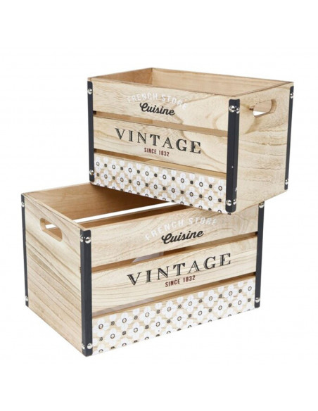 Juego de 2 cajas de madera de almacenamiento diseño vintage con asas 20,8 x 34,8 x 22,9 cm y 18,8 x 30 x 17,7 cm, set de cajas r Juego de 2 cajas de madera de almacenamiento diseño vintage con asas 20,8 x 34,8 x 22,9 cm y 18,8 x 30 x 17,7 cm, set de cajas r
