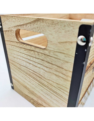 Juego de 2 cajas de madera de almacenamiento diseño vintage con asas 20,8 x 34,8 x 22,9 cm y 18,8 x 30 x 17,7 cm, set de cajas r