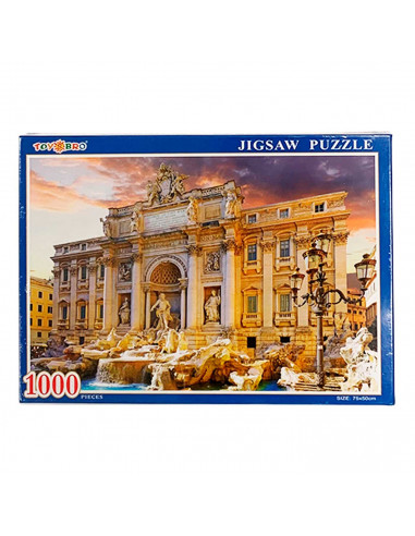 Puzzle 1000 piezas, rompecabezas clásico para adultos 75 x 50 cm, jigsaw puzzle, Nueva York, Puerta de Alcalá, Fontana di Trevi,