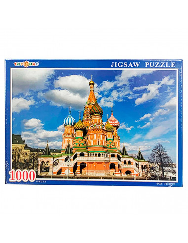 Puzzle 1000 piezas, rompecabezas para adultos clásico 75 x 50 cm, jigsaw puzzle, Partenón griego, Big Ben, catedral de San Basil