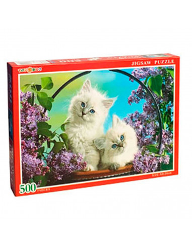 Puzzle 500 piezas, rompecabezas clásico 52 x 38 cm, jigsaw puzzle, animales, perro, gatos, calle con casas... retos creativos, a
