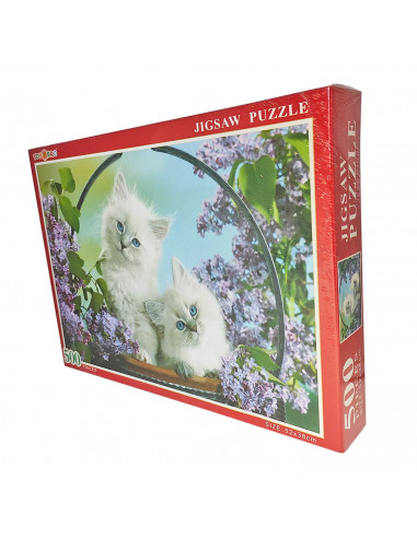 Puzzle 500 piezas, rompecabezas clásico 52 x 38 cm, jigsaw puzzle, animales, perro, gatos, calle con casas... retos creativos, a