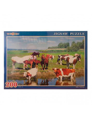 Puzzle 200 piezas, rompecabezas clásico 75 x 50 cm, jigsaw puzzle, animales, jirafas, elefantes, osos panda, vacas... retos crea
