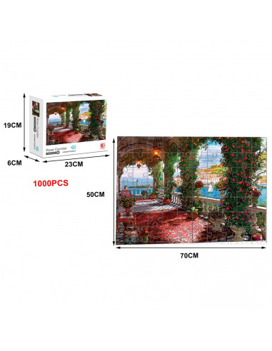 Puzzle 1000 piezas Rose Corridor, rompecabezas clásico para adultos 70 x 50 cm, jigsaw puzzle a partir de 14 años, juego educati