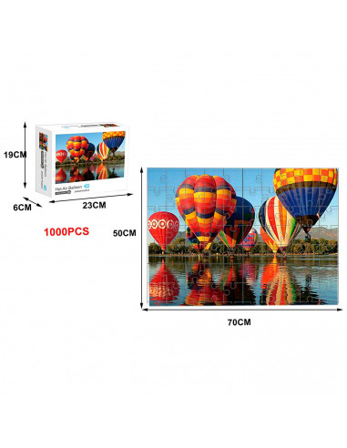 Puzzle 1000 piezas globos aerostáticos, rompecabezas clásico para adultos 70 x 50 cm Hot Air Balloon, jigsaw puzzle a partir de