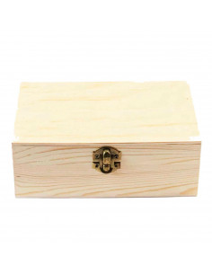 Caja de madera rectangular con cierre metálico 18 x 14 x 8 cm. Caja, cofre para decorar con tapa, almacenaje objetos de valor, j