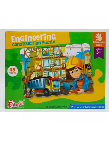 Puzzle infantil 45 piezas, rompecabezas para niños 44 x 31 cm, jigsaw puzzle a partir de 3 años, construcción, animales de granj