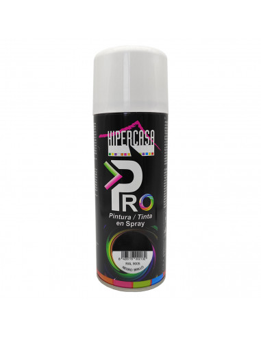 Hipercasa - Spray de pintura negro brillo RAL 9005, 400 ml, válido para multitud de superficies y materiales, uso en exterior y