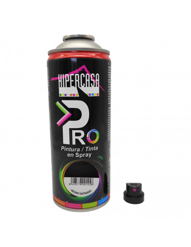 Hipercasa - Spray de pintura negro satinado RAL 9004, 400 ml, válido para multitud de superficies y materiales, uso en exterior
