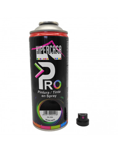 Hipercasa - Spray de pintura negro mate RAL 9004, 400 ml, válido para multitud de superficies y materiales, uso en exterior y lu