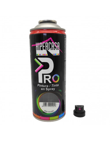 Hipercasa - Spray de pintura gris oscuro 400 ml, válido para multitud de superficies y materiales, uso en exterior y lugares bie
