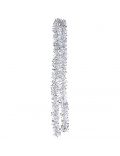 Tradineur - Guirnalda navideña plateada 7 x 180 cm, espumillón brillante, oropel colgante, decoración navidad, árbol, chimeneas,