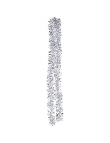 Tradineur - Guirnalda navideña plateada, 180 cm, diámetro 12 cm, espumillón brillante, oropel colgante, decoración navidad, árbo