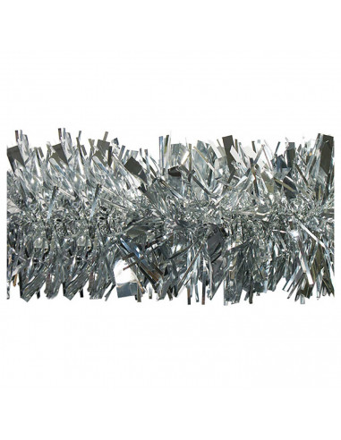 Tradineur - Guirnalda navideña plateada, 180 cm, diámetro 12 cm, espumillón brillante, oropel colgante, decoración navidad, árbo