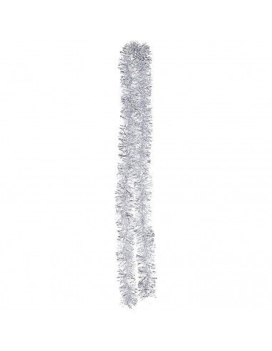 Tradineur - Guirnalda navideña plateada 5 x 150 cm, espumillón brillante, oropel colgante, decoración navidad, árbol, chimeneas,