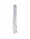Tradineur - Guirnalda navideña plateada 5 x 150 cm, espumillón brillante, oropel colgante, decoración navidad, árbol, chimeneas,