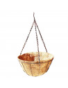 Macetero colgante coco y metal, 30 cm diámetro. Cesta, maceta colgante con cadena y gancho, decoración hogar, terraza, balcón, p