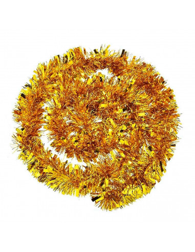 Tradineur - Guirnalda navideña dorada, 180 cm, diámetro 12 cm, espumillón brillante, oropel colgante, decoración navidad, árbol,