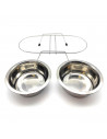 Tradineur - Comedero doble para mascotas de acero inoxidable con soporte elevado 35,5 x 16,7 x 8,3 cm, cuenco doble para perros
