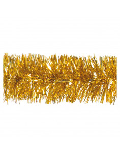 Tradineur - Guirnalda navideña dorada 5 x 150 cm, espumillón brillante, oropel colgante, decoración navidad, árbol, chimeneas, e
