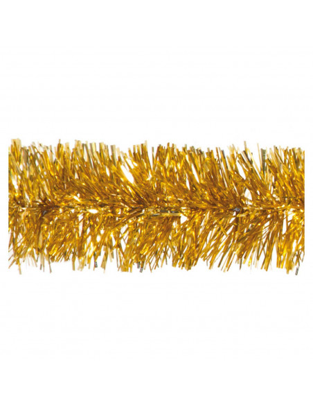 Tradineur - Guirnalda navideña dorada 5 x 150 cm, espumillón brillante, oropel colgante, decoración navidad, árbol, chimeneas, e