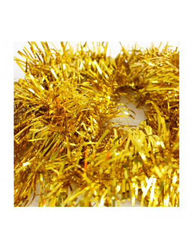 Tradineur - Guirnalda navideña dorada 5 x 150 cm, espumillón brillante, oropel colgante, decoración navidad, árbol, chimeneas, e