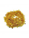Tradineur - Guirnalda navideña dorada con estrellitas, 180 cm, diámetro 10 cm, espumillón brillante, oropel colgante, decoración