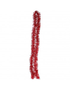 Tradineur - Guirnalda navideña, rojo, 5 x 150 cm, espumillón brillante, oropel colgante, decoración navidad, árbol, chimeneas, e