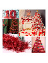 Tradineur - Guirnalda navideña, rojo, 5 x 150 cm, espumillón brillante, oropel colgante, decoración navidad, árbol, chimeneas, e