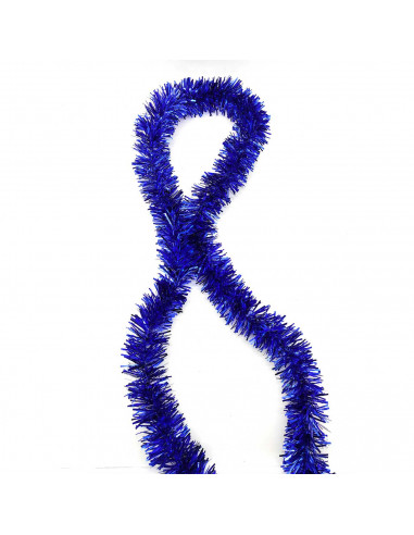 Tradineur - Guirnalda navideña azul 5 x 150 cm, espumillón brillante, oropel colgante, decoración navidad, árbol, chimeneas, esc