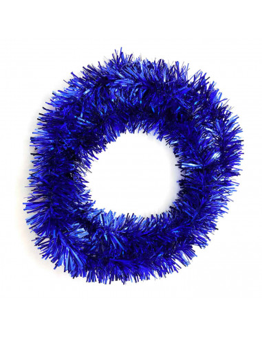 Tradineur - Guirnalda navideña azul 5 x 150 cm, espumillón brillante, oropel colgante, decoración navidad, árbol, chimeneas, esc