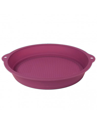 Tradineur - Molde bajo de silicona redondo 20 x 4.5 cm. Recipiente repostería, cocina, apto para microondas y lavavajillas