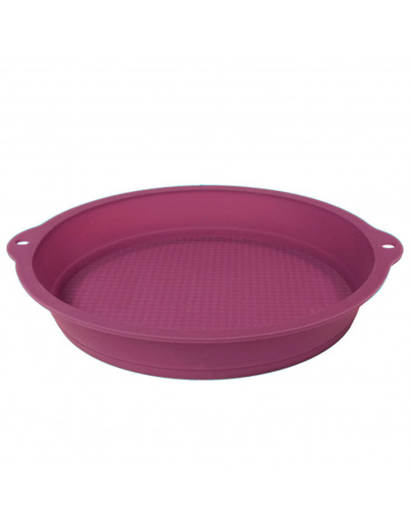 Tradineur - Molde bajo de silicona redondo 20 x 4.5 cm. Recipiente repostería, cocina, apto para microondas y lavavajillas