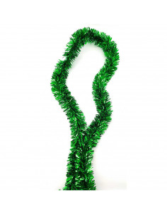 Tradineur - Guirnalda navideña verde 5 x 150 cm, espumillón brillante, oropel colgante, decoración navidad, árbol, chimeneas, es