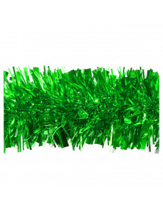 Tradineur - Guirnalda navideña, verde, 12 x 180 cm, espumillón brillante, oropel colgante, decoración navidad, árbol, chimeneas,