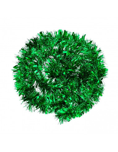 Tradineur - Guirnalda navideña, verde, 12 x 180 cm, espumillón brillante, oropel colgante, decoración navidad, árbol, chimeneas,