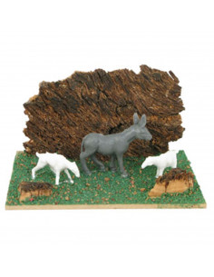 Tradineur - Corral para belén navideño 10,5 x 7,5 x 5,5 cm, resina, animales de granja para nacimiento, figuras decorativas pese