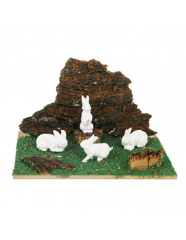 Tradineur - Corral para belén navideño 10,5 x 7,5 x 5,5 cm, resina, animales de granja para nacimiento, figuras decorativas pese