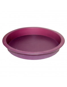 Tradineur - Molde redondo bajo de silicona 22 x 3.4 cm,  recipiente para horno, repostería, bizcochos, tartas, pasteles