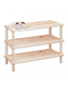 Zapatero de madera 3 niveles, estantería multiusos, fabricado en madera natural sin tratar 3 alturas, soporte para zapatos, reci