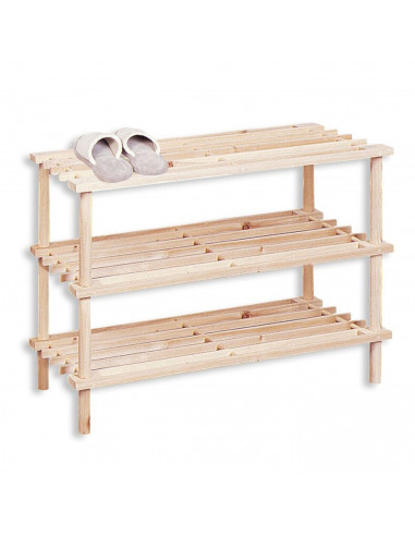 Zapatero de madera 3 niveles, estantería multiusos, fabricado en madera natural sin tratar 3 alturas, soporte para zapatos, reci