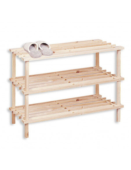 Zapatero de madera 3 niveles, estantería multiusos, fabricado en madera natural sin tratar 3 alturas, soporte para zapatos, reci