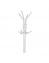 Tradineur - Perchero de pie blanco metálico 8 ganchos 170 x 48 cm, soporte clásico para colgar abrigos, sombreros, bolsos, estil