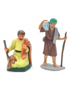 Tradineur - Pack 2 figuras para belén navideño 10 cm, durexina, figuras decorativas nacimiento, pesebre, navidad, decoración tra