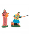 Tradineur - Pack 2 figuras para belén navideño 10 cm, durexina, figuras decorativas nacimiento, pesebre, navidad, decoración tra