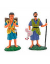 Tradineur - Pack 2 figuras para belén navideño 10 cm, durexina, figuras decorativas nacimiento, pesebre, navidad, decoración tra