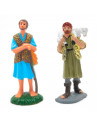 Tradineur - Pack 2 figuras para belén navideño 10 cm, durexina, figuras decorativas nacimiento, pesebre, navidad, decoración tra