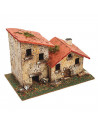 Tradineur - Grupo de casas rurales de corcho para belén navideño 11 x 15,5 x 9 cm, casas decorativas de pueblo, aldea para nacim