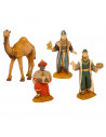 Tradineur - Figuras reyes magos adorando y camello para belén navideño 8 cm, durexina, figuras decorativas nacimiento, pesebre,